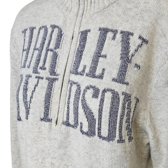 Harley Davidson Womens Wool Blend Logo 1/4 Zip Sweater Size XL - Picture 4 of 5